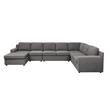 Waylon Gray Linen Fabric 7-Seater U-Shape Sectional Sofa Chaise with Pocket