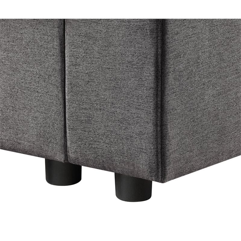 Waylon Gray Fabric Linen 4-Seater Sofa with Pockets and Black Legs