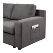 Waylon Gray Fabric Linen 4-Seater Sofa with Pockets and Black Legs