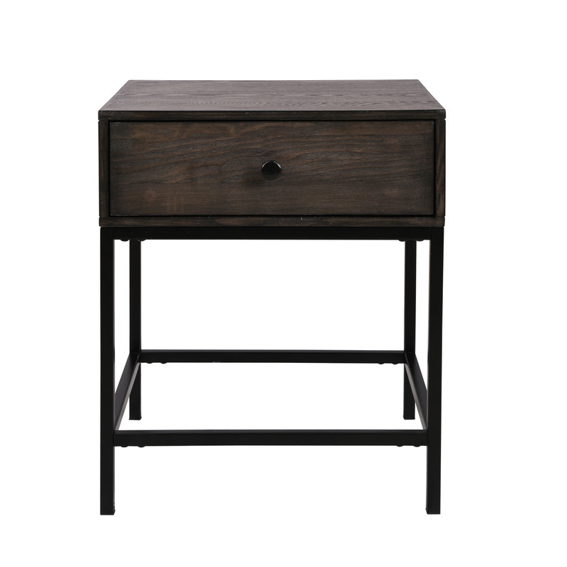 Ava Espresso Engineered Wood End Table with Charging Ports and