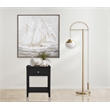 Dylan Black Engineered Wood End Side Table Nightstand with Glass Top and Drawer