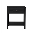 Dylan Black Engineered Wood End Side Table Nightstand with Glass Top and Drawer