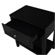 Dylan Black Engineered Wood End Side Table Nightstand with Glass Top and Drawer