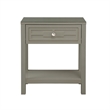 Dylan Taupe Engineered Wood End Side Table Nightstand with Glass Top and Drawer