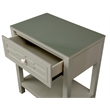 Dylan Taupe Engineered Wood End Side Table Nightstand with Glass Top and Drawer