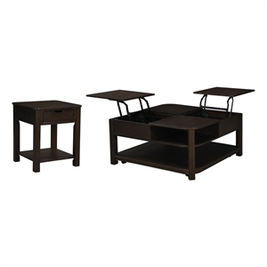 flora 2 piece dark brown mdf lift top coffee and end table set