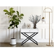 Koda White Wooden End Side Table Nightstand w/ Glass Top Drawer & Metal Base