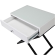 Koda White Wooden End Side Table Nightstand w/ Glass Top Drawer & Metal Base