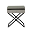 Koda Taupe Gray Engineered Wood Side Table Nightstand with Glass Top