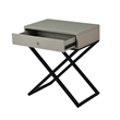 Koda Taupe Gray Engineered Wood Side Table Nightstand with Glass Top
