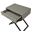 Koda Taupe Gray Engineered Wood Side Table Nightstand with Glass Top