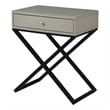 Koda Taupe Gray Engineered Wood Side Table Nightstand with Glass Top