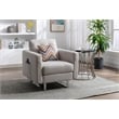 Victoria Beige Linen Fabric Armchair with Metal Legs Side Pockets and Pillow