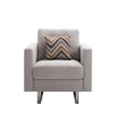 Victoria Beige Linen Fabric Armchair with Metal Legs Side Pockets and Pillow