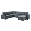 Isla Gray Woven Fabric 7-Seater Corner Sectional Sofa with Ottoman