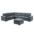 Isla Gray Woven Fabric 7-Seater Corner Sectional Sofa with Ottoman