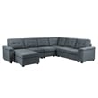 Isla Gray Woven Fabric 7-Seater Corner Sectional Sofa with Ottoman