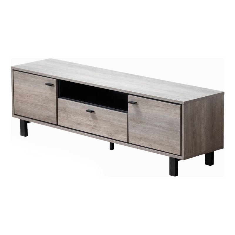 Apollo Gray Oak Engineered Wood Finish TV Stand with Storage + Cable