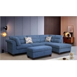 Diego Blue Fabric Sectional with Storage Ottoman and 2 Accent Pillows