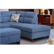 Diego Blue Fabric Sectional with Storage Ottoman and 2 Accent Pillows