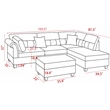 Diego Blue Fabric Sectional with Storage Ottoman and 2 Accent Pillows
