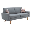 Bahamas Gray Linen Fabric Sofa with Square Arms and 2 Throw Pillows