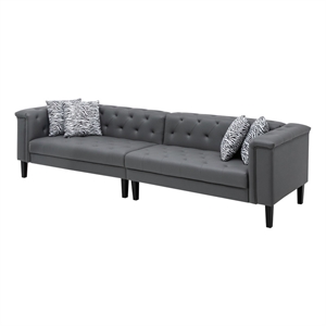 sarah gray vegan faux leather tufted sofa with 4 accent pillows
