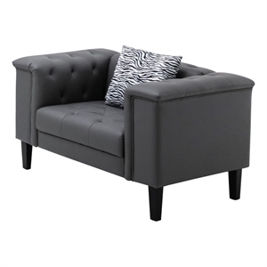 sarah gray vegan faux leather tufted chair with 1 accent pillow