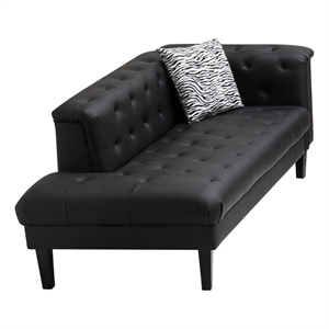 sarah black vegan faux leather tufted chaise with 1 accent pillow espresso legs