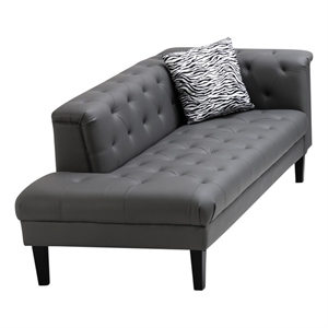 sarah gray vegan faux leather tufted chaise with 1 accent pillow