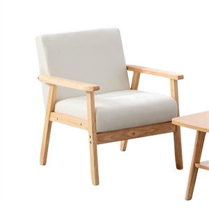 Bahamas Beige Linen Fabric Chair with Solid Wood Frame