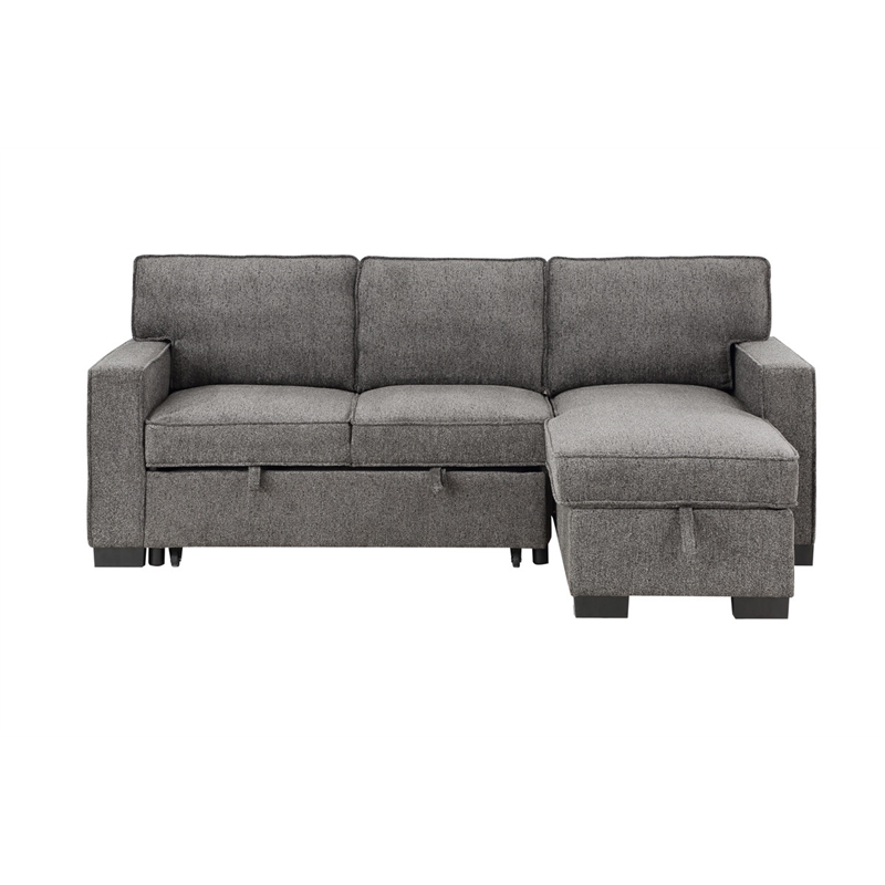 Estelle Dark Gray Fabric Rev. Sleeper Sectional Storage Cup Holders USB Port