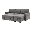 Estelle Dark Gray Fabric Rev. Sleeper Sectional Storage Cup Holders USB Port