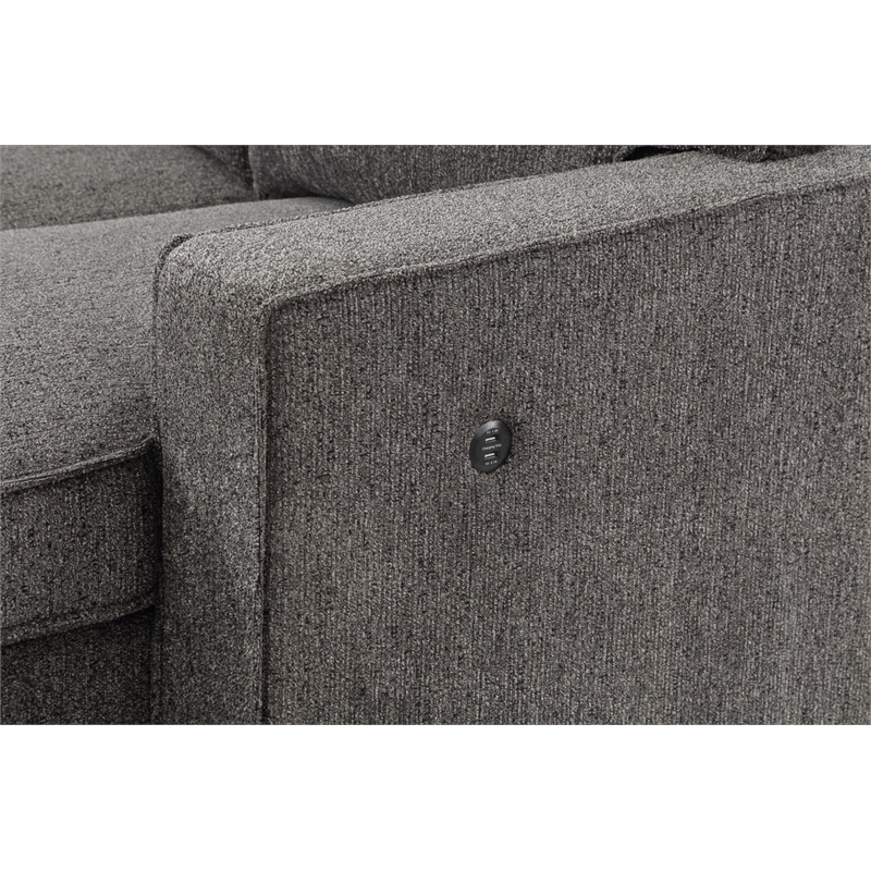 Estelle Dark Gray Fabric Rev. Sleeper Sectional Storage Cup Holders USB Port
