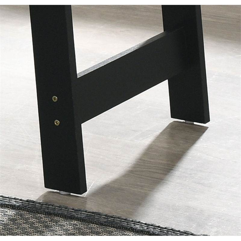 Black Wood End Table with Faux Marble Top Finish