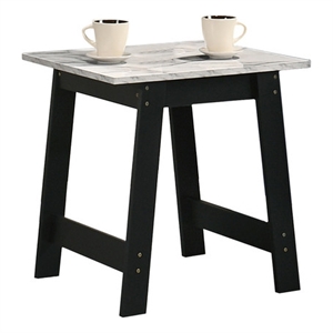 Black Wood End Table with Faux Marble Top Finish