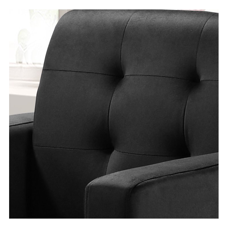 Hale Black Velvet Accent Armchair with Tufting
