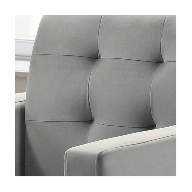 Hale Light Gray Velvet Accent Armchair with Tufting