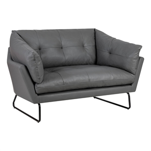 karla gray pu faux leather contemporary loveseat