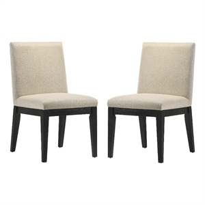 Jasper Set of 2 Beige Contemporary Fabric Dining Chair with Black Legs