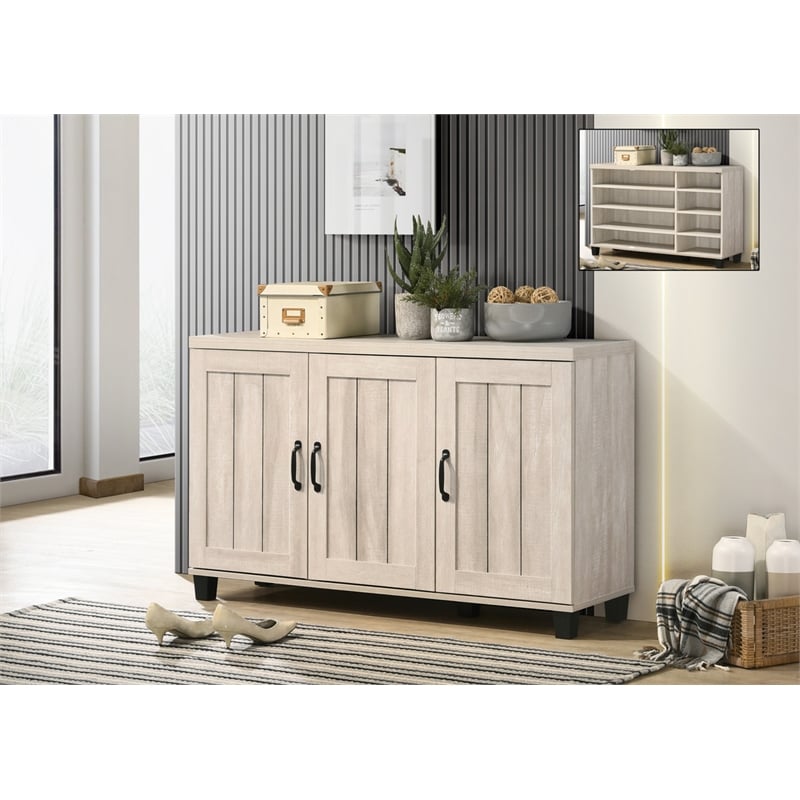 Corby Dusty Gray Oak Engineered Wood Finish 3-Door Shoe Cabinet