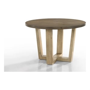 Brutus Vintage Walnut Wood Finish 47&quot Round Dining Table Wheat Colored Base
