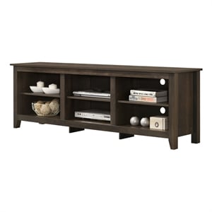 Benito Dark Dusty Brown Wood Finish 70&quot Wide TV Stand with Open Shelves