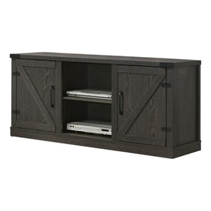 Salma Dark Gray Wood Finish 58&quot Wide TV Stand with 2 Open Shelves and 2 Cabinets