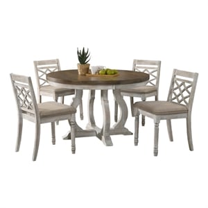 Havanna Vintage Walnut 5 Piece 47&quot Wide Contemporary Round Dining Table Set