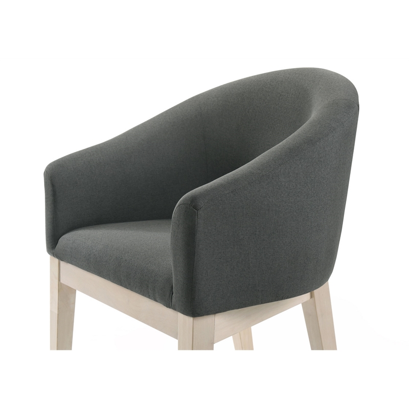 Neroli Set of 2 Gray Fabric Barrel Accent Chairs Upholstered Lounge Chairs