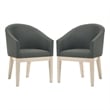 Neroli Set of 2 Gray Fabric Barrel Accent Chairs Upholstered Lounge Chairs