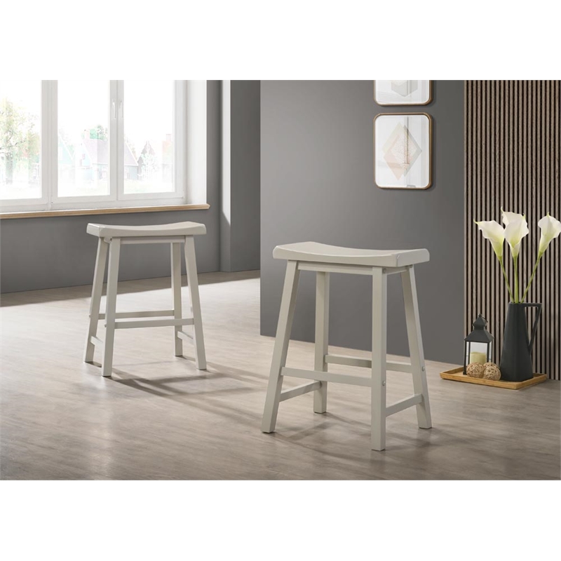 Set of 2 Alonzo Light Gray Wood Backless Ergonomic Counter Height Stool