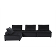 Lilola Home Anna Velvet 4-Seater Modular Sofa with Tufted Seat in Black