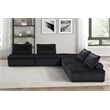 Lilola Home Anna Velvet 5 Piece Sectional Sofa with Tufted Seat in Black